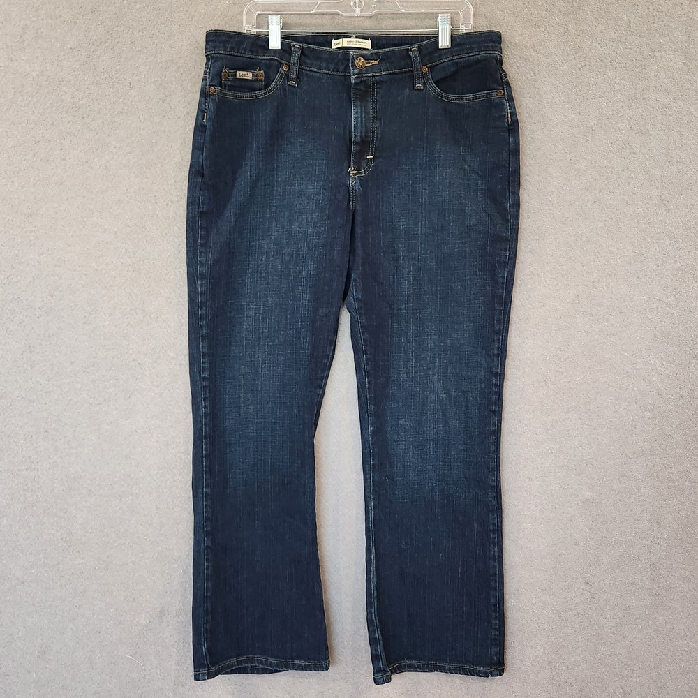Lee Natural Bootcut Jeans Womens 16 Petite‎ Dark Wash Stretch Denim 305835D